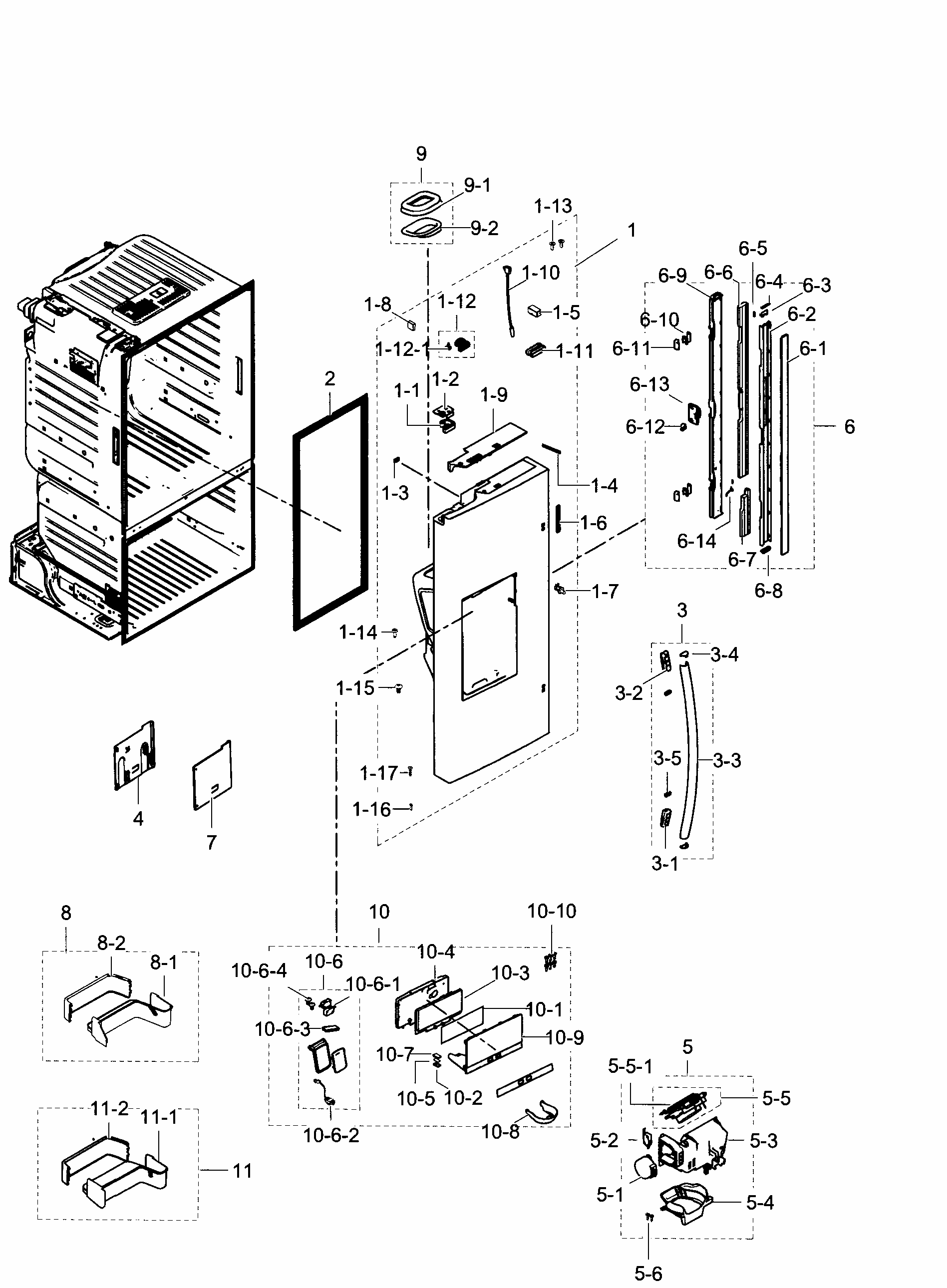 Left Door Diagram and Parts List for RF28HDEDPBC AA-0002 Samsung Refrigerator