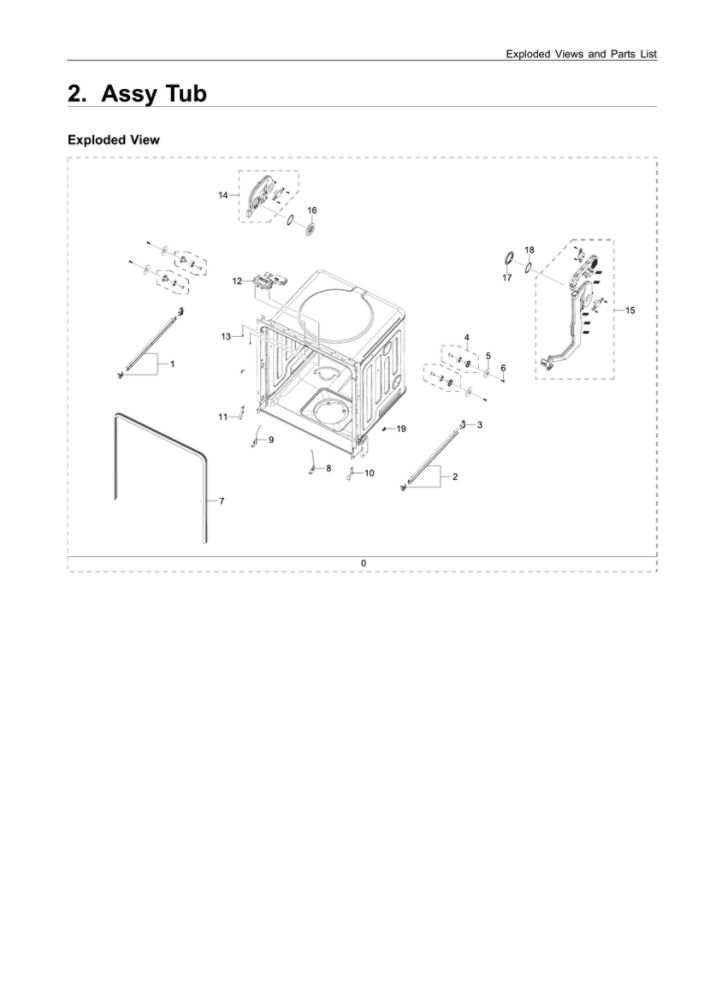 Tub Assembly Diagram and Parts List for DW60R2014US AA-01 Samsung Dishwasher