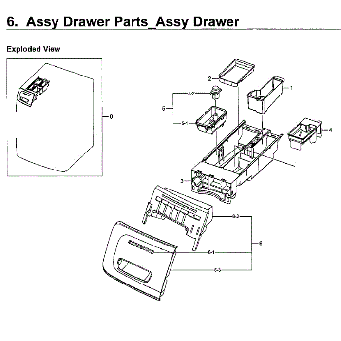 Drawer Assembly Diagram and Parts List for WF45M5100AW A5-00 Samsung Washer