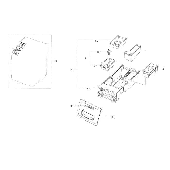Drawer Diagram and Parts List for WF56H9110CW A2-01 Samsung Washer