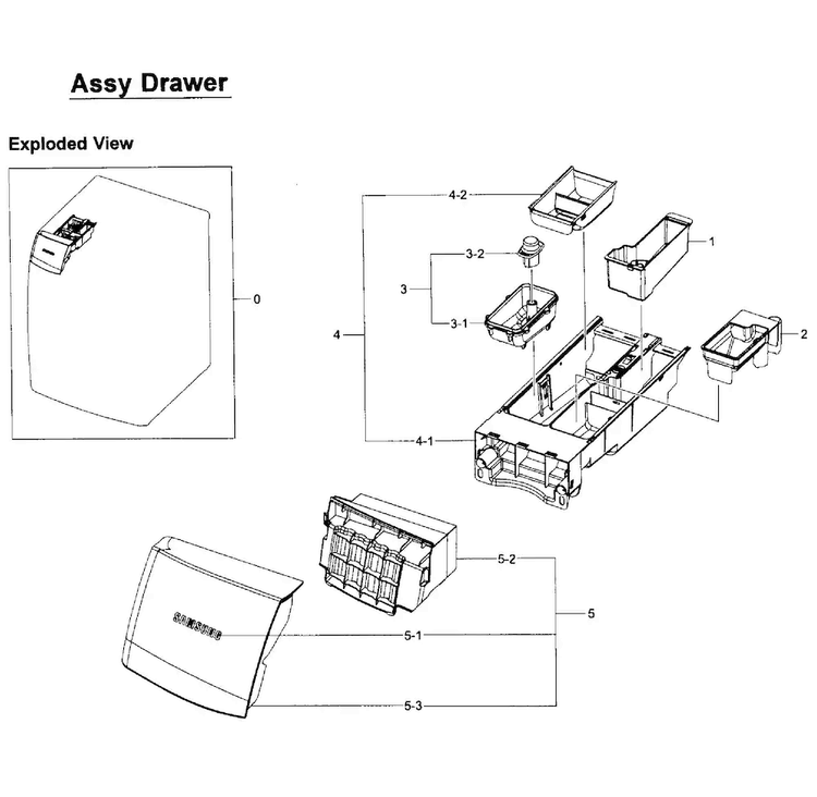 Drawer Assy Diagram and Parts List for WF457ARGSWR AA-0001 Samsung Washer