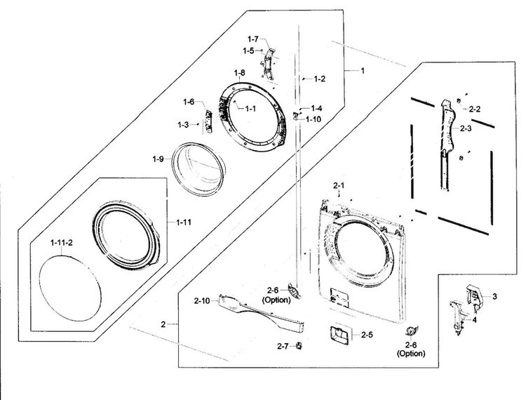 Front Panel Diagram and Parts List for WF431ABP XAA-0001 Samsung Washer