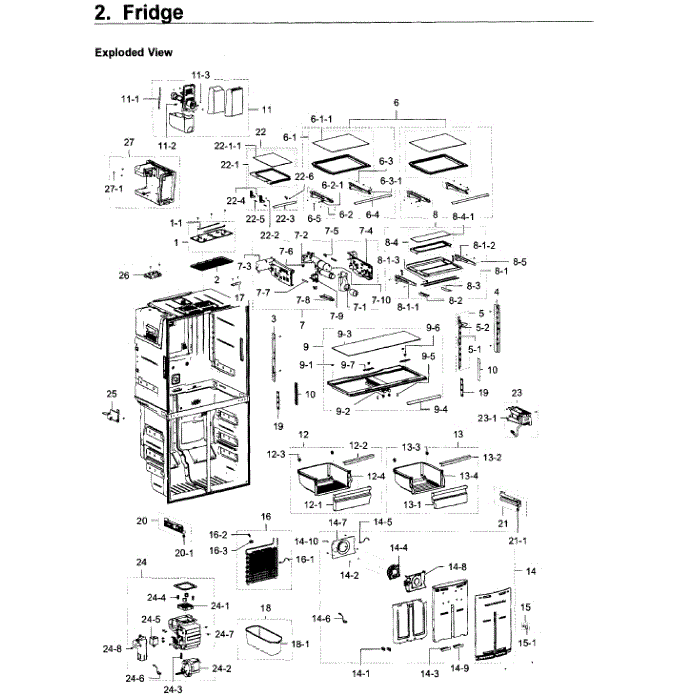 Fridge Diagram and Parts List for RF23J9011SR (AA)(0007) Samsung Refrigerator