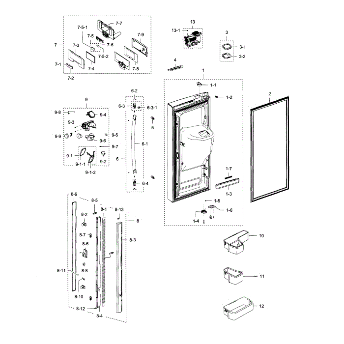 Refrigerator Door L Diagram and Parts List for RFG238AARS XAA-01 Samsung Refrigerator
