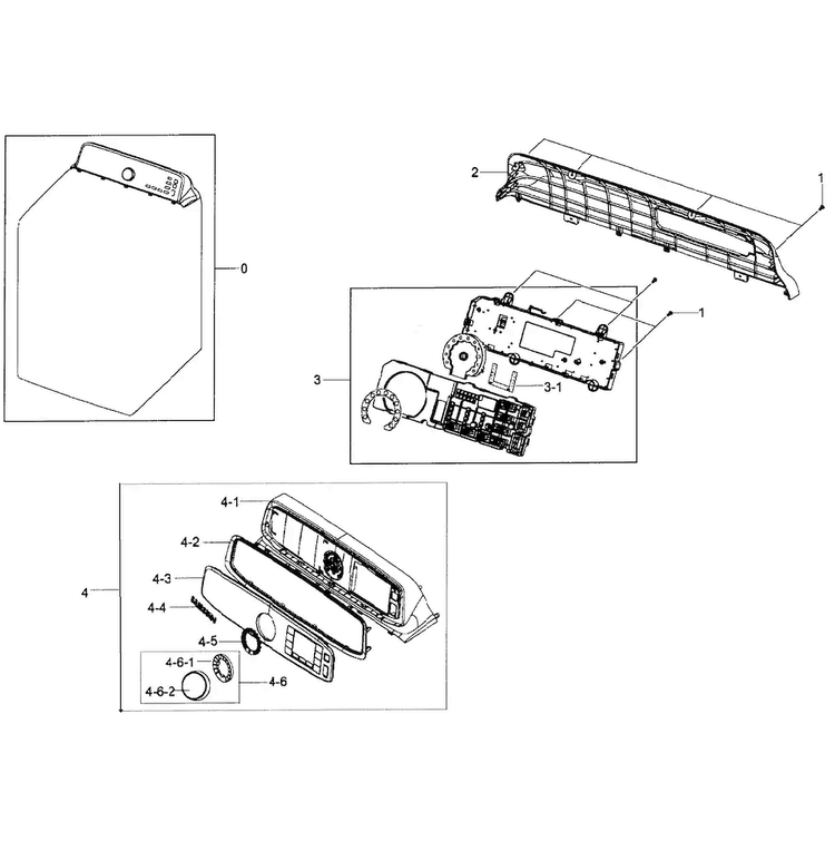 Control Panel Diagram and Parts List for DV50F9A8GVW A2-0001 Samsung Dryer
