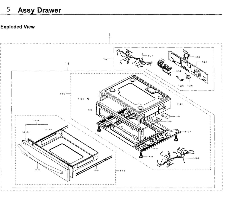 Drawer Diagram and Parts List for NX58K9500WG AA-0000 Samsung Range