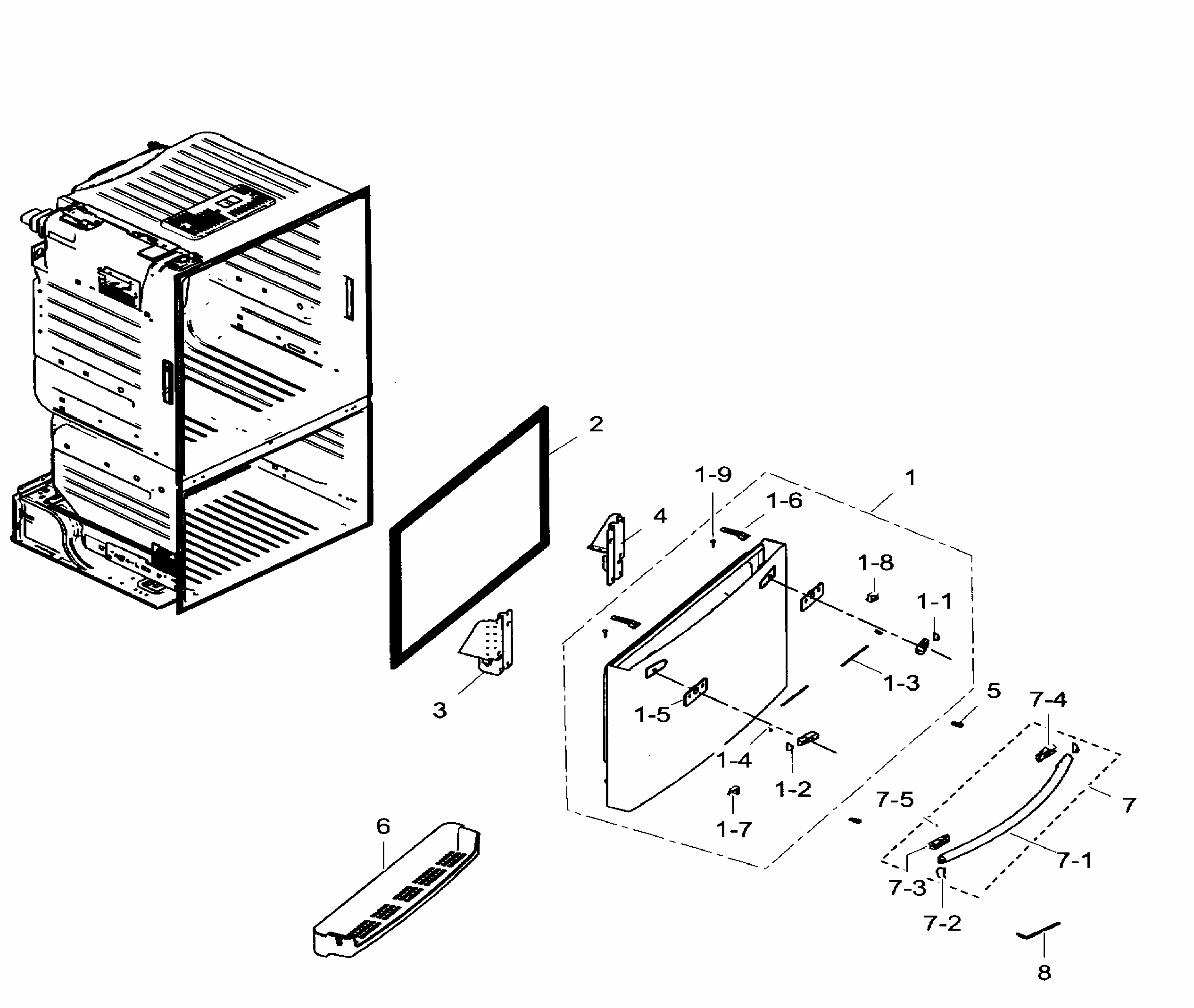 Freezer Door Diagram and Parts List for RF30HDEDTSR AA-0008 Samsung Refrigerator