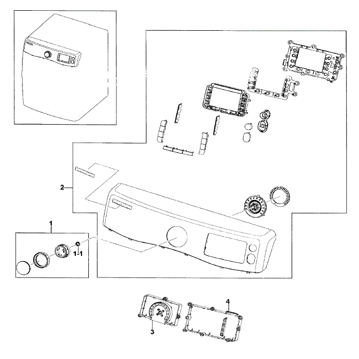 Control Panel Diagram and Parts List for DV511AER XAA-00 Samsung Dryer