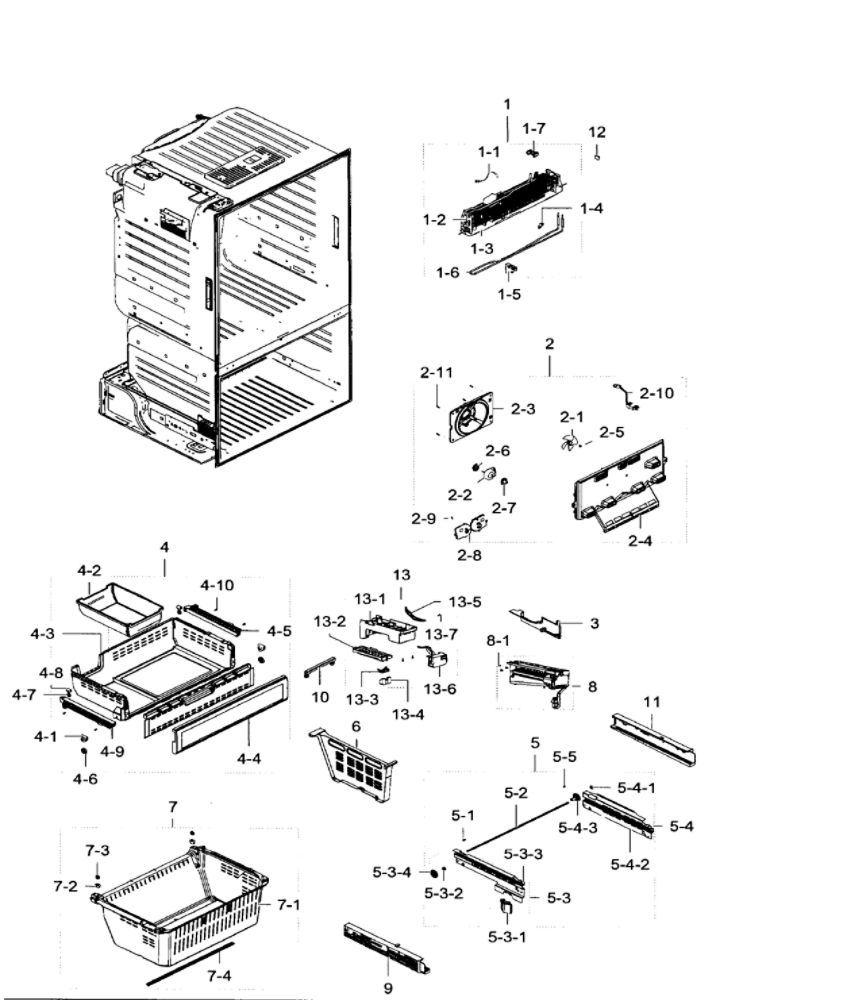 Freezer / Icemaker Diagram and Parts List for RF28HFEDTSR AA-06 Samsung Refrigerator