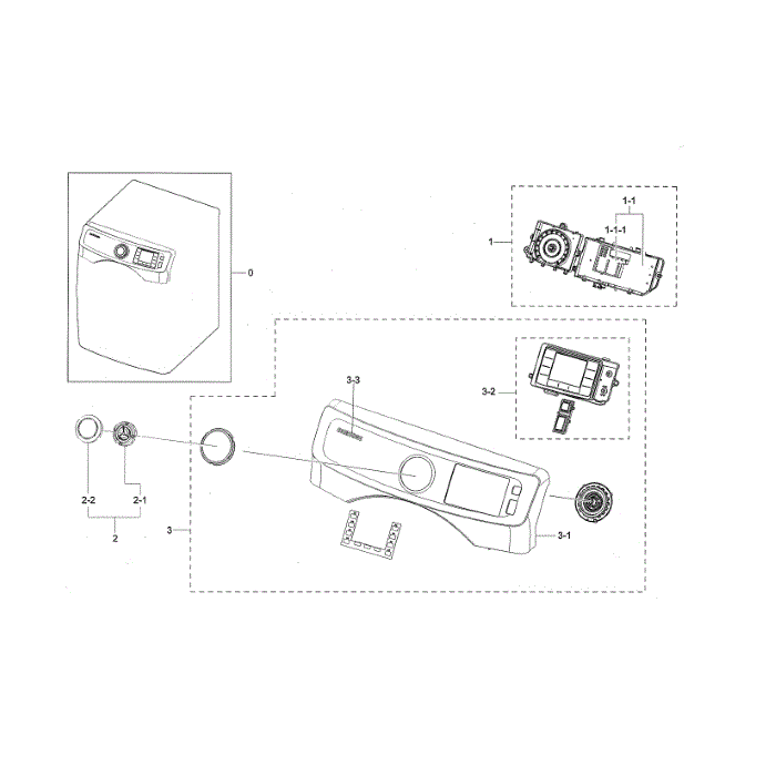 Control Panel Diagram and Parts List for DVE45N5300V A3-00 Samsung Dryer