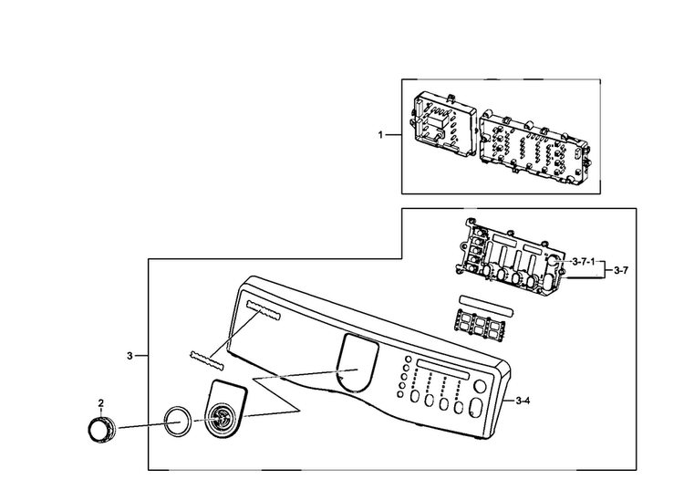 Control Panel Diagram and Parts List for DV407AEW XAA-0002 Samsung Dryer