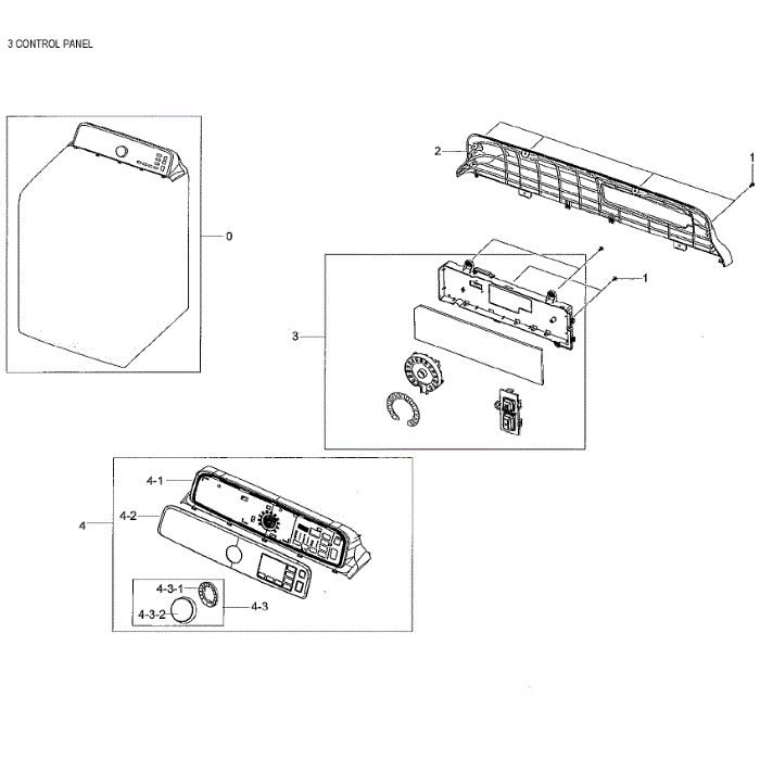 Control Panel Diagram and Parts List for DV48J7700EW A2-02 Samsung Dryer