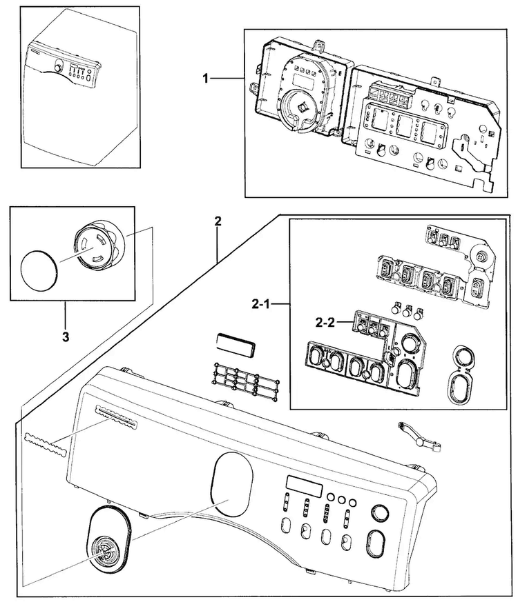 Control Panel Diagram and Parts List for DV209AGW XAA-0000 Samsung Dryer