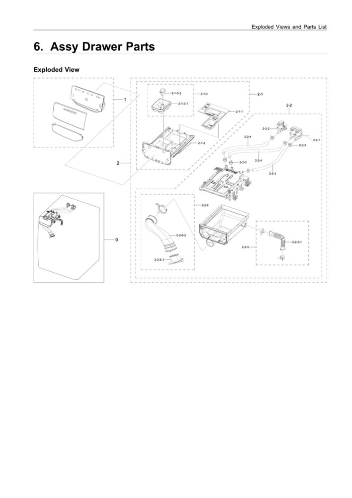 Drawer Parts Diagram and Parts List for WF45R6300AW US-00 Samsung Washer