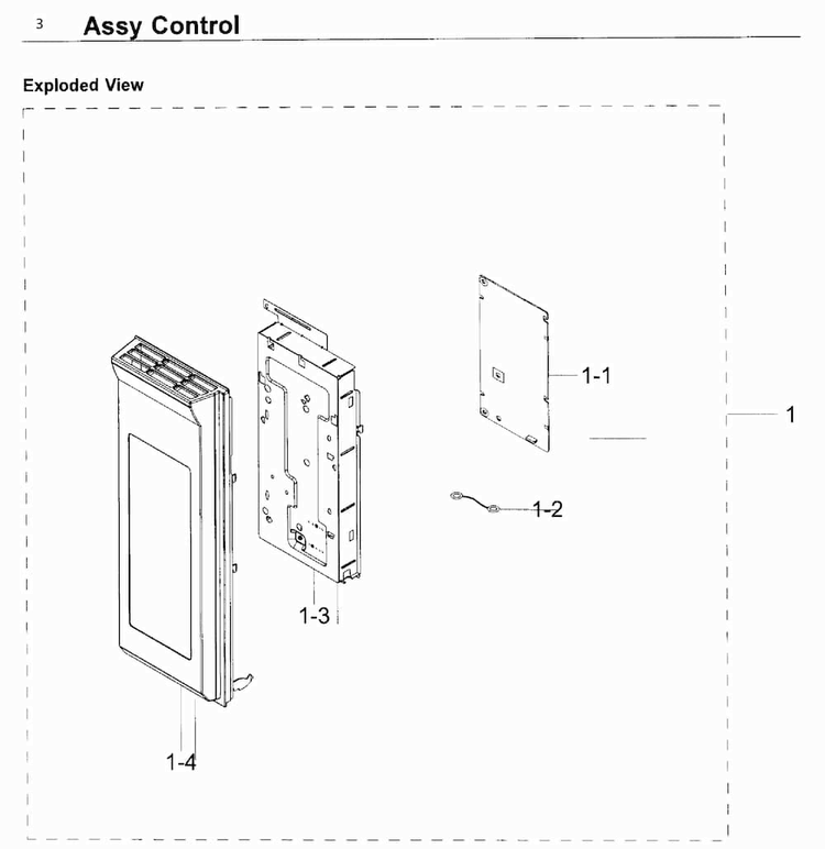 Control Panel Diagram and Parts List for ME21F707MJT AA-0002 Samsung Microwave