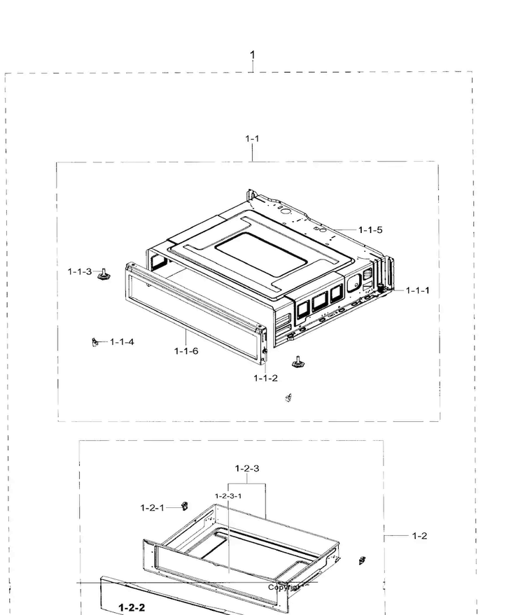 Drawer Diagram and Parts List for NE59J7630SS AA-0001 Samsung Range