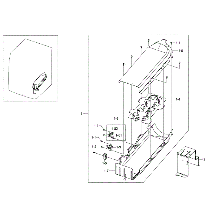 Duct Heater Diagram and Parts List for DV400EWHDWR AA-00 Samsung Dryer