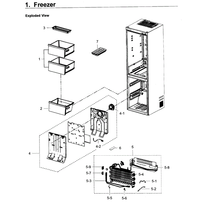 Freezer Diagram and Parts List for RB12J8896S4 AA-00 Samsung Refrigerator