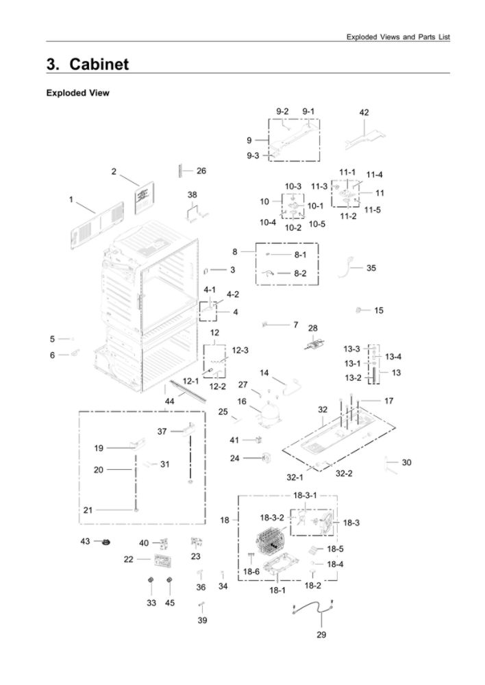 Cabinet Diagram and Parts List for RF28HMEDBSR AA-14 Samsung Refrigerator