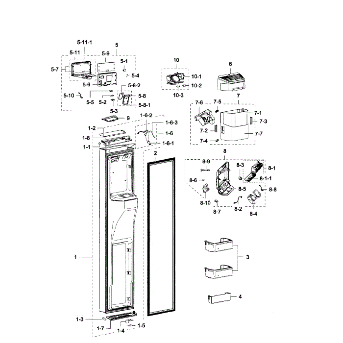 Left Door Diagram and Parts List for RSG307AARS XAA-02 Samsung Refrigerator