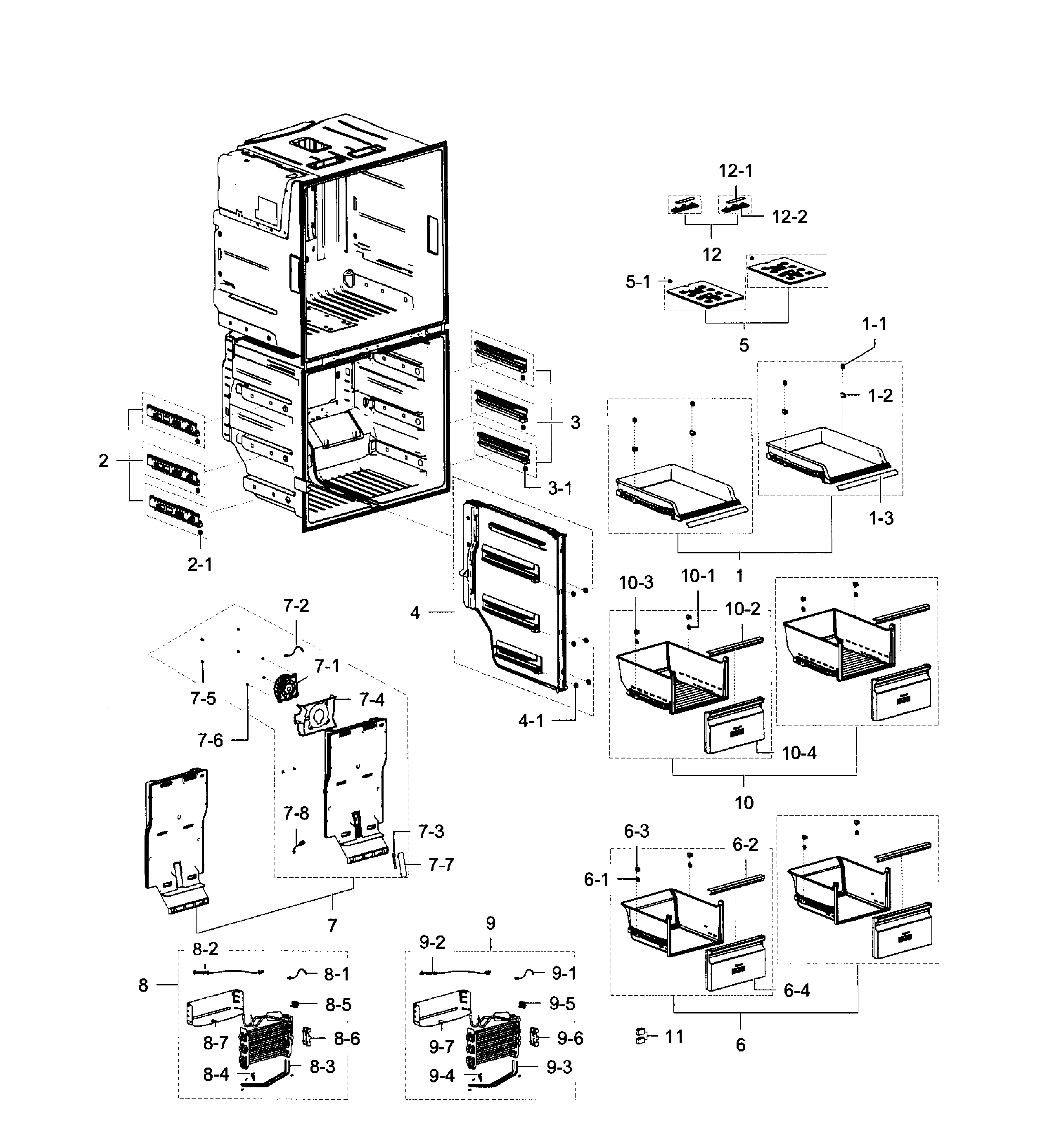 Freezer Diagram and Parts List for RF28K9380SG AA-0000 Samsung Refrigerator