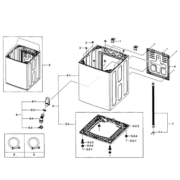 Frame Assembly Diagram and Parts List for WA484DSHASU A1-01 Samsung Washer