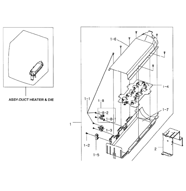 Heater Assy Diagram and Parts List for DV448AEP XAA-0002 Samsung Dryer