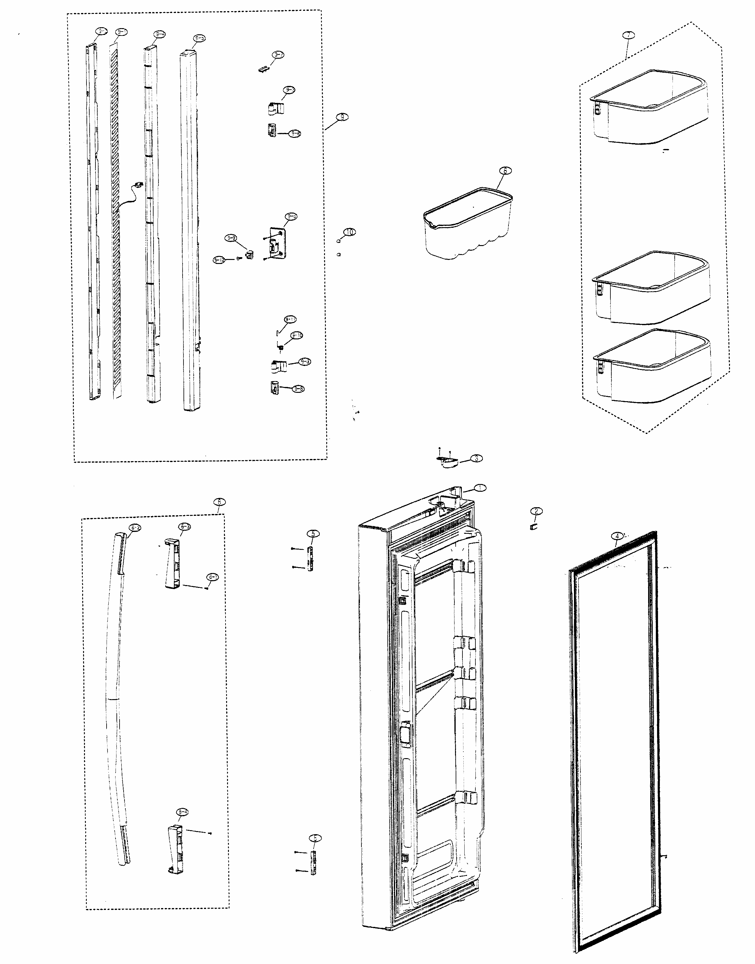 Refrigerator Door Left Diagram and Parts List for RF266ABRS XAA Samsung Refrigerator