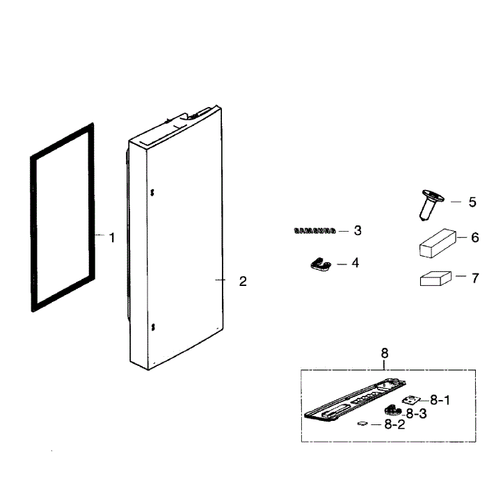 Door Right Diagram and Parts List for RF260BEAESR AA-01 Samsung Refrigerator