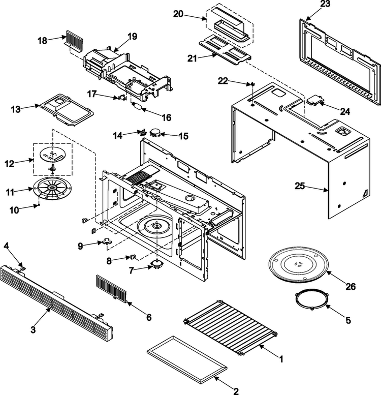 Body/cavity/elements Diagram and Parts List for MO1450BA XAA Samsung Microwave