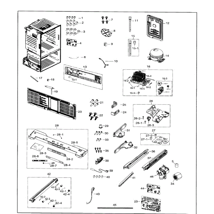 Cabinet Diagram and Parts List for RF26HFENDWW AA-00 Samsung Refrigerator