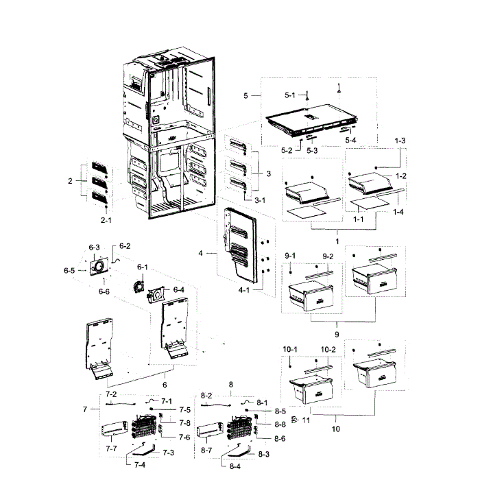Freezer Diagram and Parts List for RF23J9011SR AA-03 Samsung Refrigerator