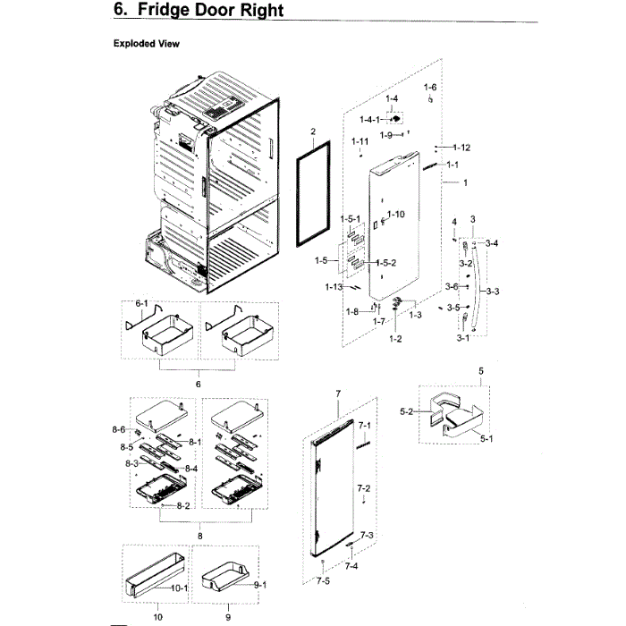 Fridge Door R Diagram and Parts List for RF23HTEDBSR AA-09 Samsung Refrigerator