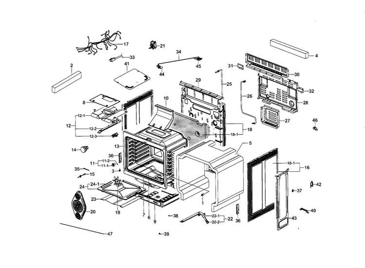 Main Assy Diagram and Parts List for NX583G0VBBB AA-0001 Samsung Range