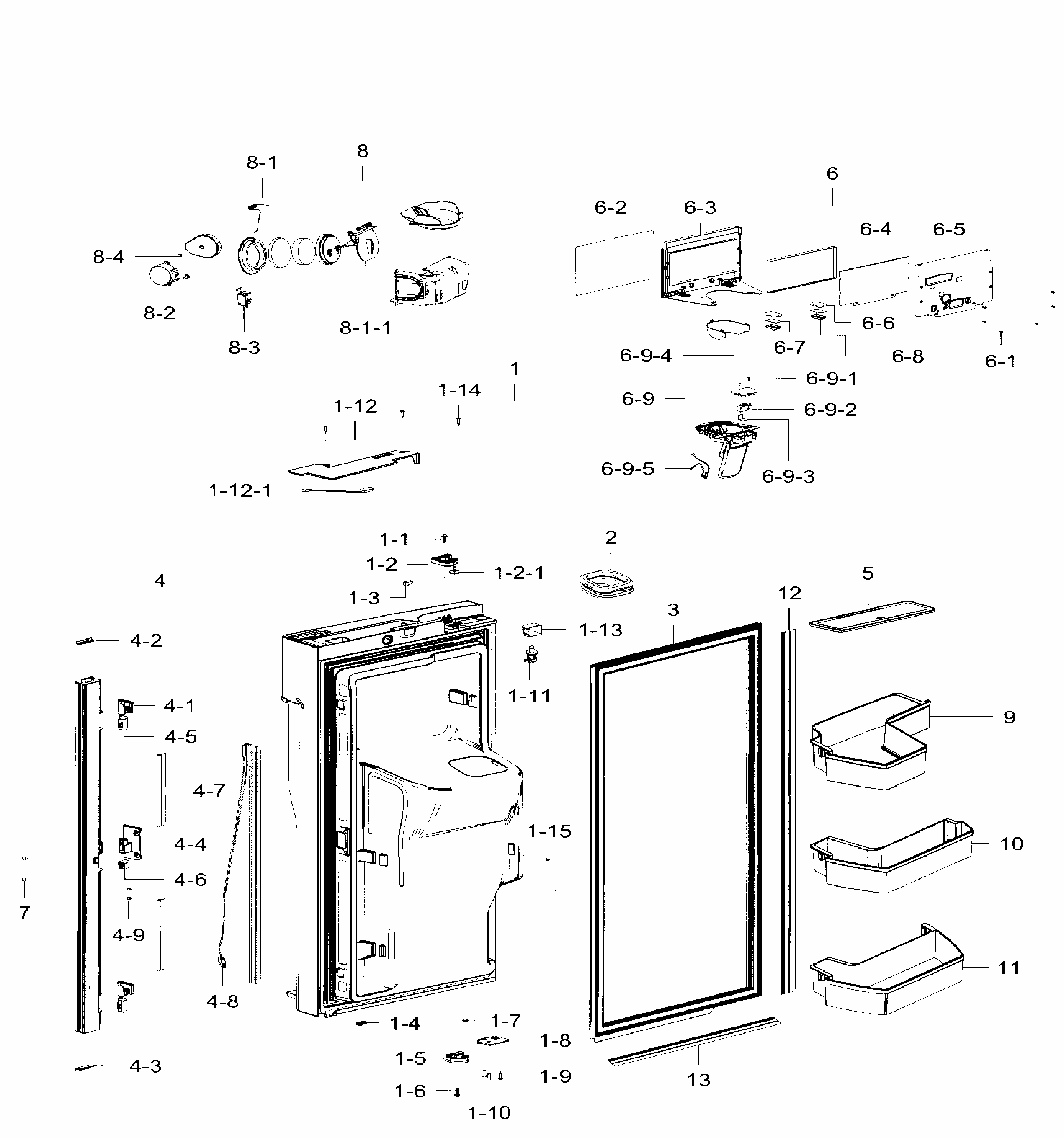 Fridge Door Lt Diagram and Parts List for RF32FMQDBSR AA-0007 Samsung Refrigerator