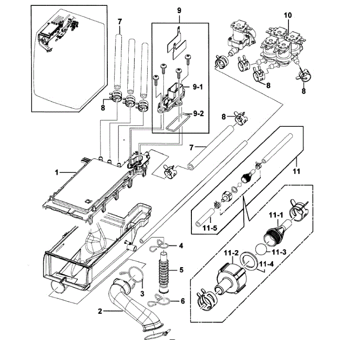 Drawer Housing Diagram and Parts List for WF448AAP XAA-00 Samsung Washer