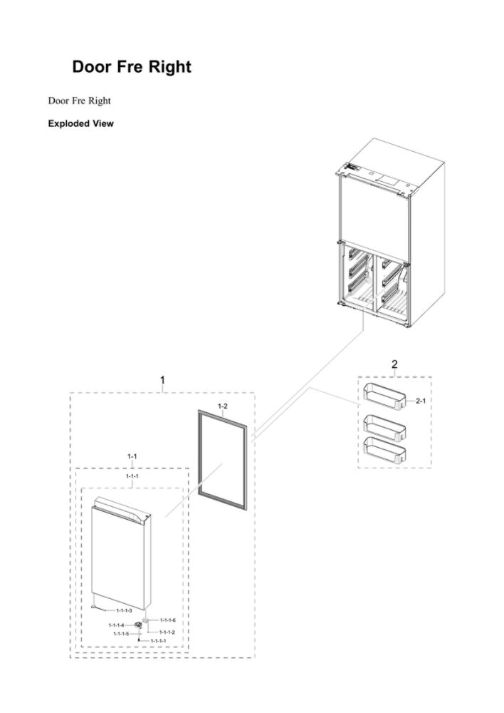 Right Freezer Door Parts Diagram and Parts List for RF29A9671SG AA-00 Samsung Refrigerator