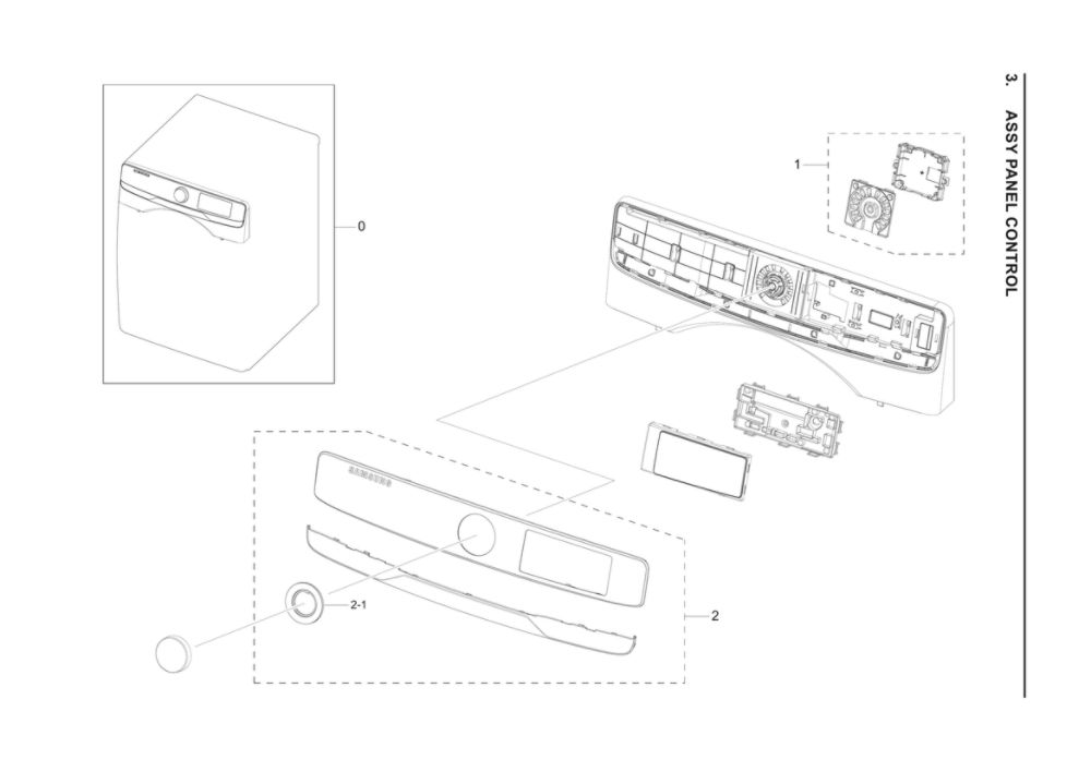 Control Panel Assembly Diagram and Parts List for DVE45R6100V A3-00 Samsung Dryer