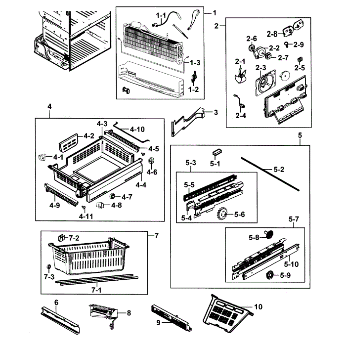 Freezer Diagram and Parts List for RF23HCEDBBC AA-0000 Samsung Refrigerator