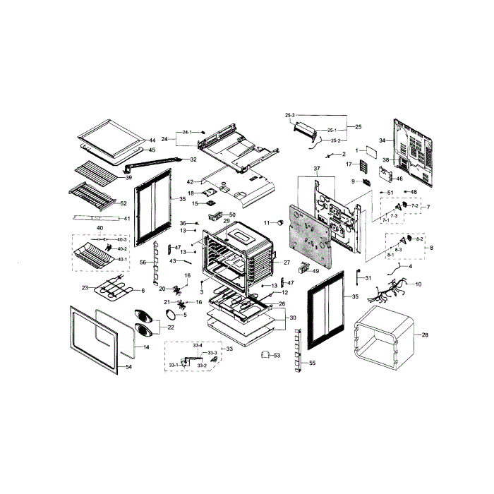 Cabinet Assembly Diagram and Parts List for NE58H9950WS AA-01 Samsung Range