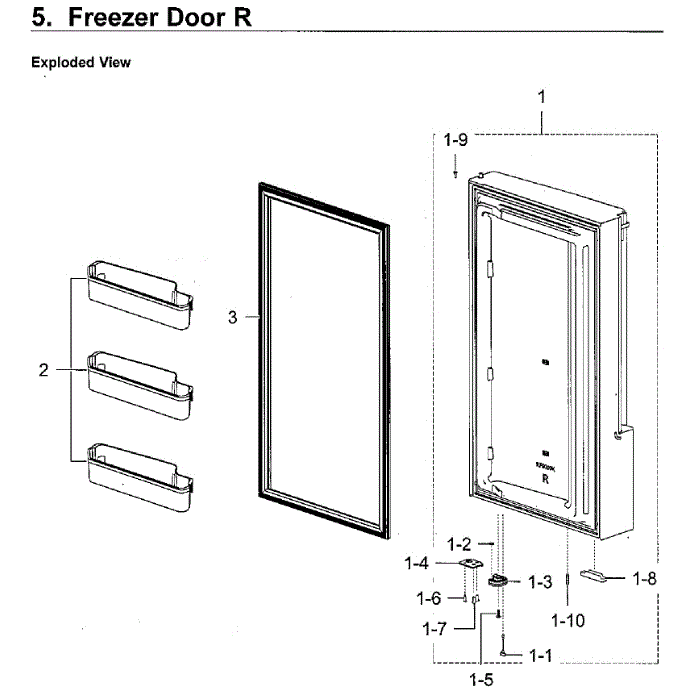Freezer Door R Diagram and Parts List for RF28K9380SG AA-02 Samsung Refrigerator