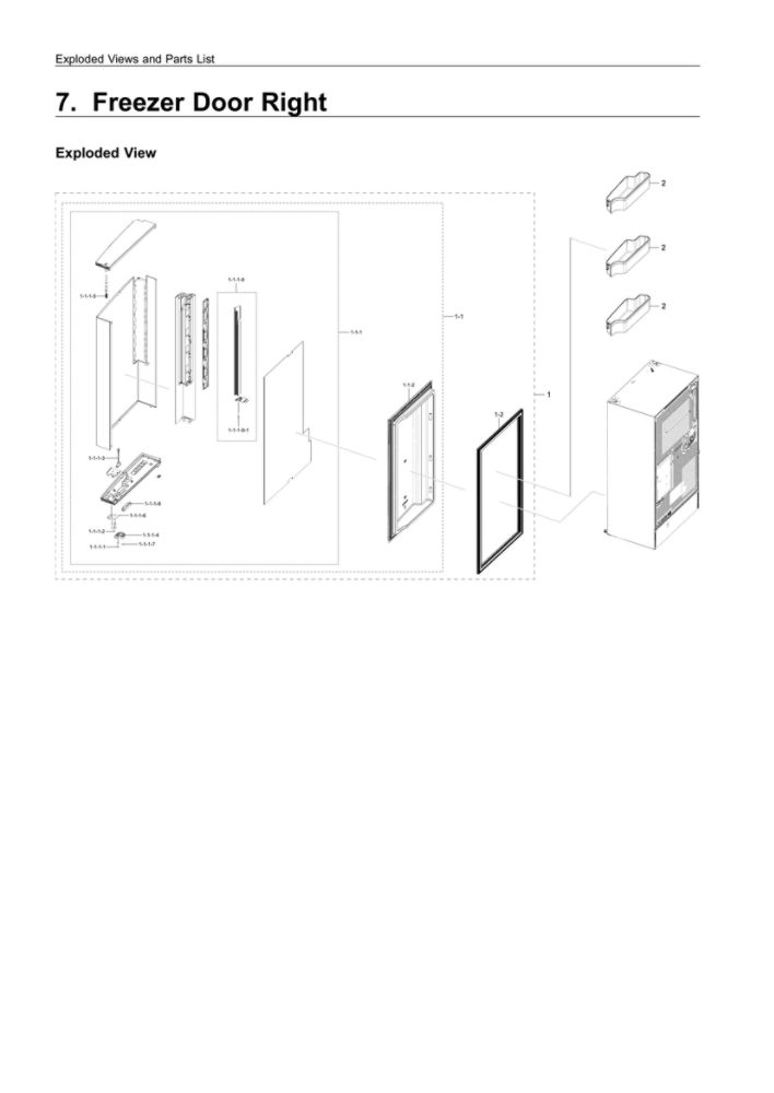 Right Freezer Door Parts Diagram and Parts List for RF28N9780SG AA-01 Samsung Refrigerator