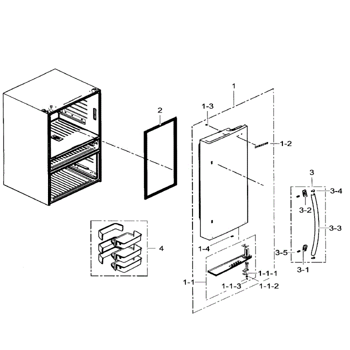 Right Door Diagram and Parts List for RF31FMEDBWW AA-01 Samsung Refrigerator