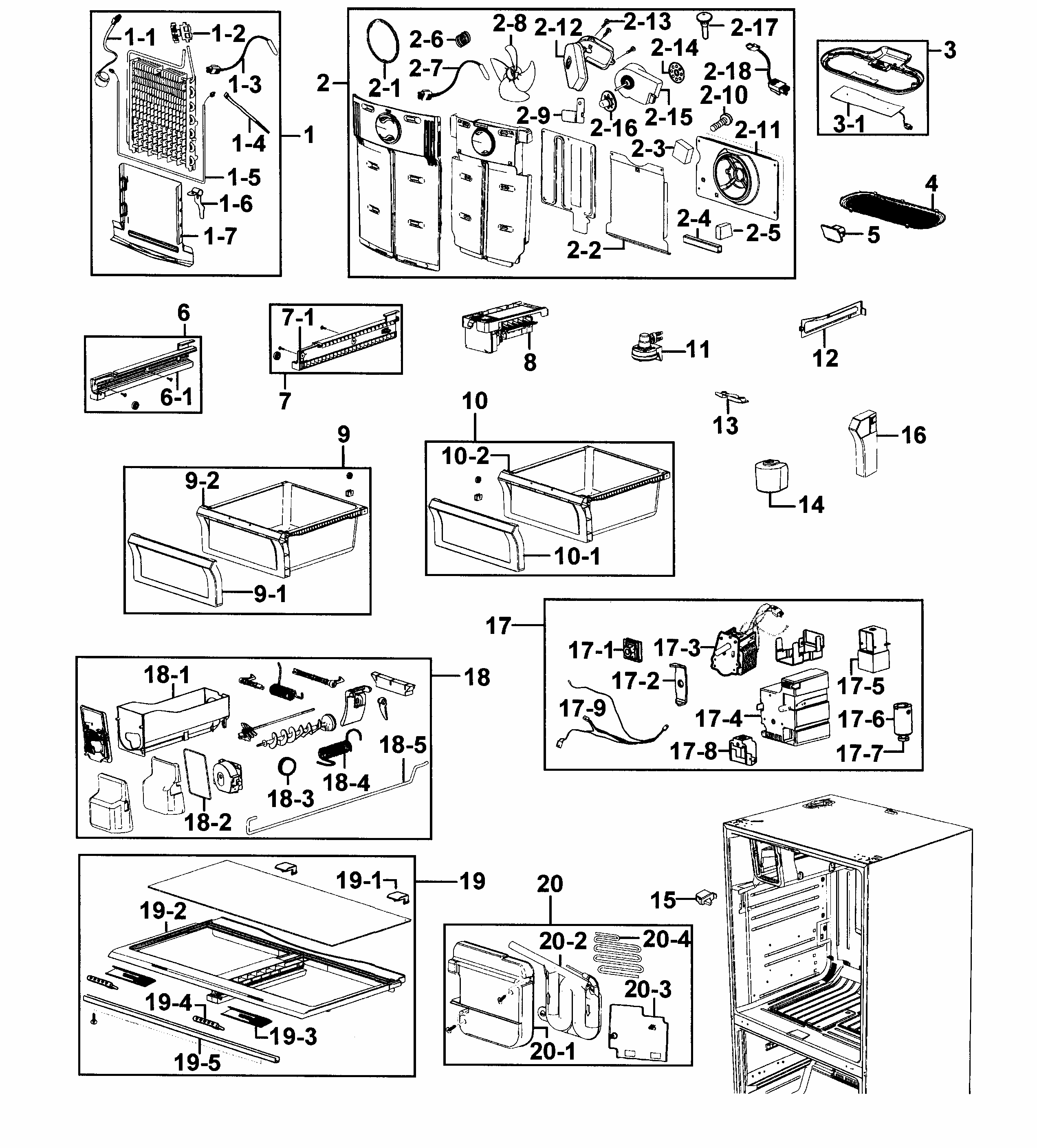 Refrigerator Diagram and Parts List for RF26XAZRS XAA-0000 Samsung Refrigerator