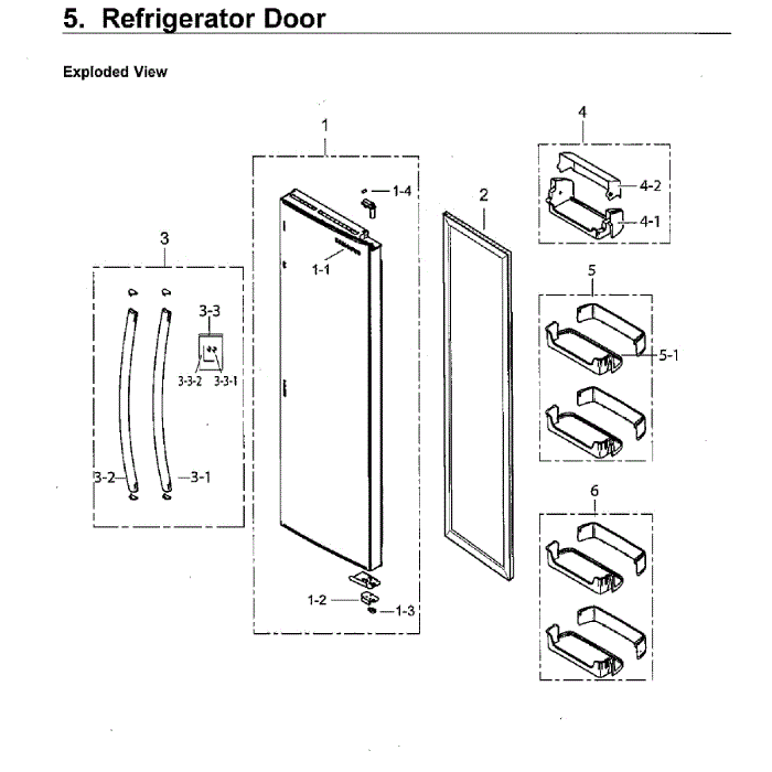 Right Door Diagram and Parts List for RS25H5111SG AA-00 Samsung Refrigerator