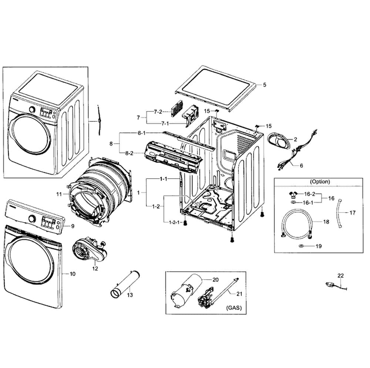 Main Assy Diagram and Parts List for DV405GTPASU AA-0000 Samsung Dryer