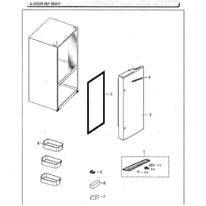 Fridge Door Rt Diagram and Parts List for RF261BEAESG AA-00 Samsung Refrigerator