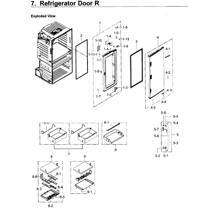 Fridge Door R Diagram and Parts List for RF28JBEDBSR AA-03 Samsung Refrigerator