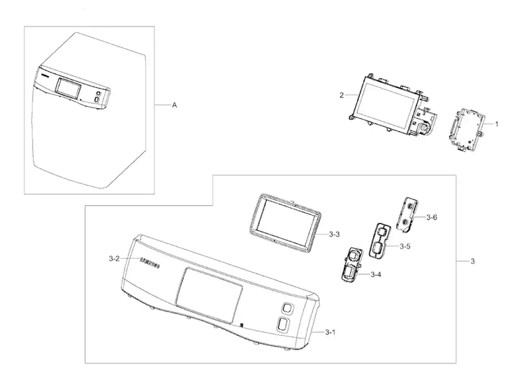 Control Panel Diagram and Parts List for DV457EVGSGR AA-0000 Samsung Dryer