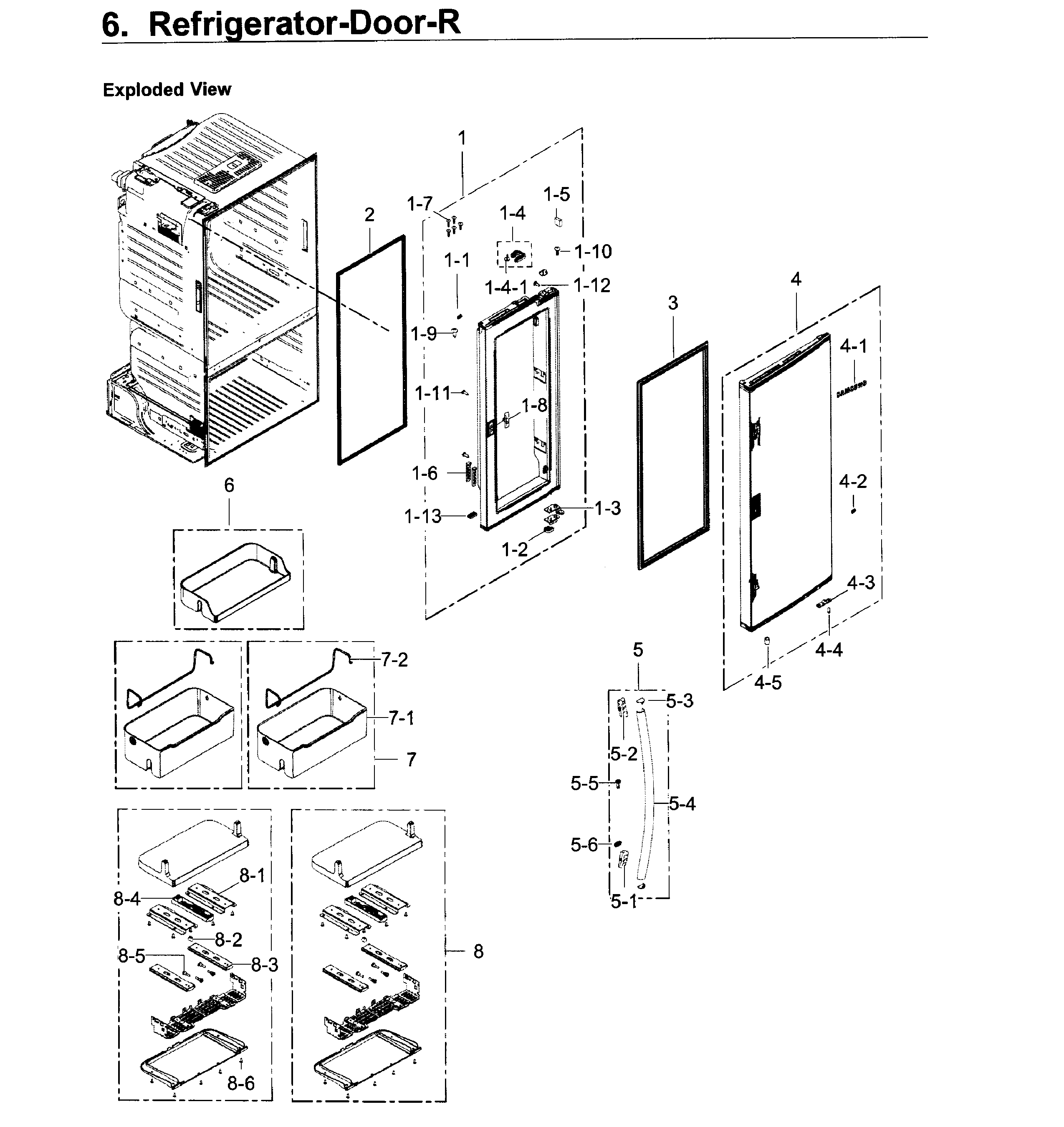 Fridge Door R Diagram and Parts List for RF22KREDBSR AA-0000 Samsung Refrigerator